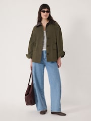 Hush Green Leopard Collar Barn Jacket - Image 3 of 7