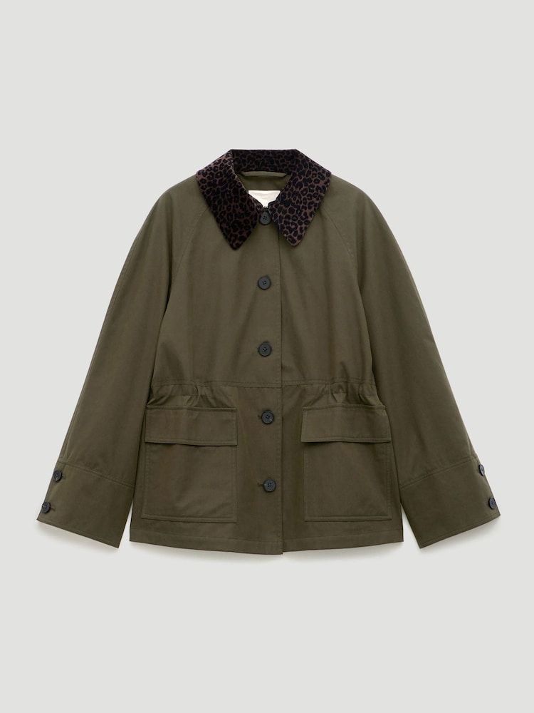 Hush Green Leopard Collar Barn Jacket - Image 7 of 7 Hush Green Leopard Collar Barn Jacket - Image 7 of 7