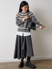 Whistles Grey Wool Mix Fairisle Detail Knit Jumper - Image 2 of 4