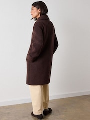 Whistles Brown Petite Boucle Wool Car Coat - Image 2 of 5