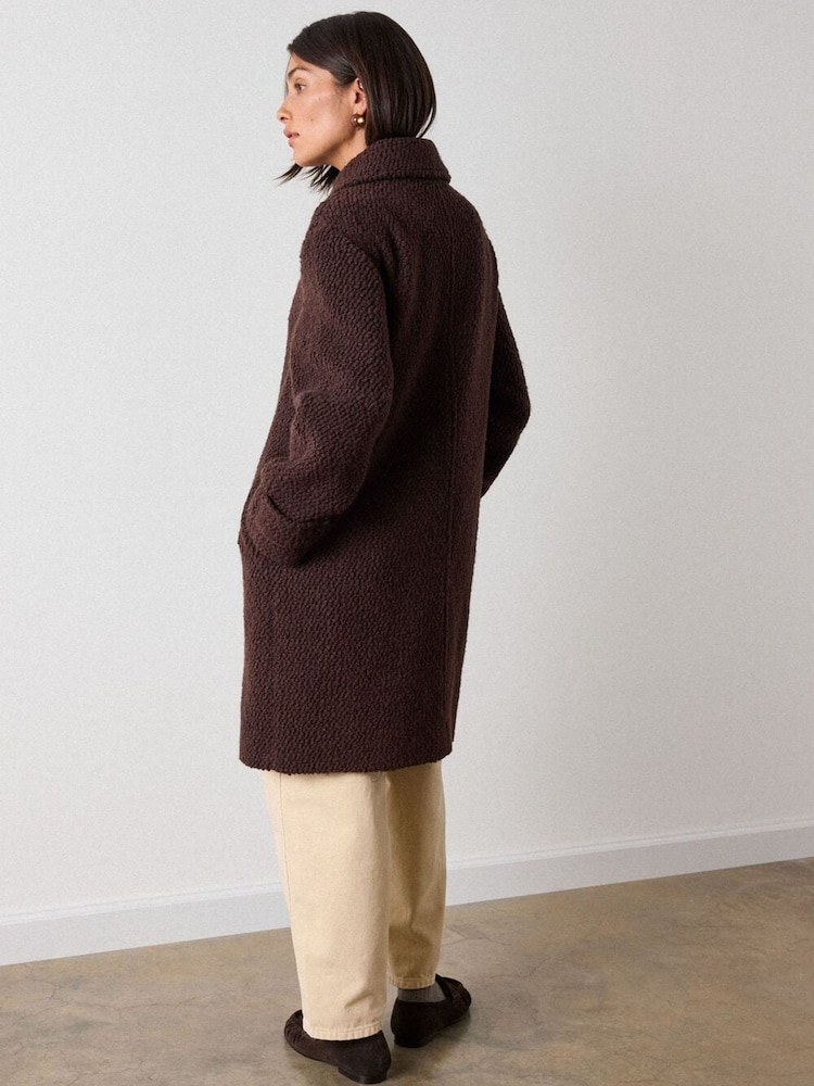 Whistles Brown Petite Boucle Wool Car Coat - Image 2 of 5