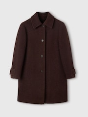 Whistles Brown Petite Boucle Wool Car Coat - Image 5 of 5