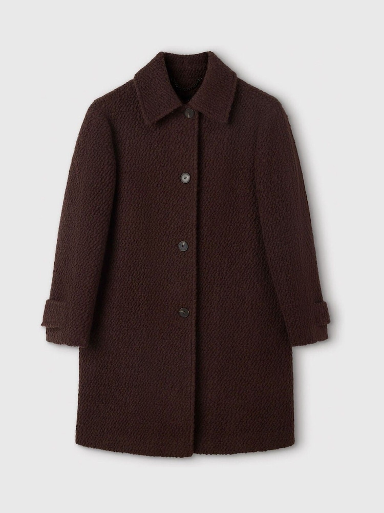 Whistles Brown Petite Boucle Wool Car Coat - Image 5 of 5