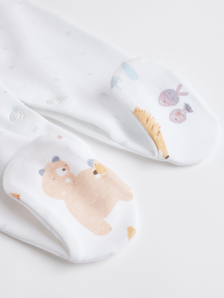 White Animals Baby Delicate Appliqué 100% Cotton Sleepsuits 3 Pack (0-2yrs) - Image 11 of 11