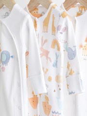 White Animals Baby Delicate Appliqué 100% Cotton Sleepsuits 3 Pack (0-2yrs) - Image 3 of 11