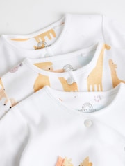White Animals Baby Delicate Appliqué 100% Cotton Sleepsuits 3 Pack (0-2yrs) - Image 4 of 11