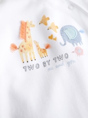 White Animals Baby Delicate Appliqué 100% Cotton Sleepsuits 3 Pack (0-2yrs) - Image 6 of 11