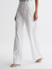 Reiss Boss White Harper Paige High Rise Wide Leg Jeans - Image 1 of 5