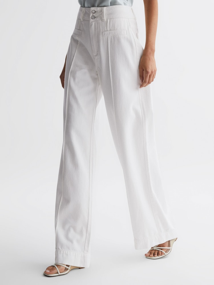 Reiss Boss White Harper Paige High Rise Wide Leg Jeans - Image 1 of 5