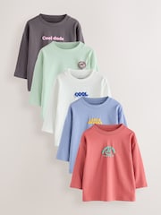 Multi Bright Slogan - Lot de t-shirts à manches longues 5 (3mois -7ans) - Image 1 de 9
