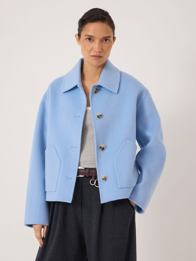 Hush Blue Pure Wool Double Faced Jacket - Image 1 of 6 Hush Blue Pure Wool Double Faced Jacket - Image 1 of 6
