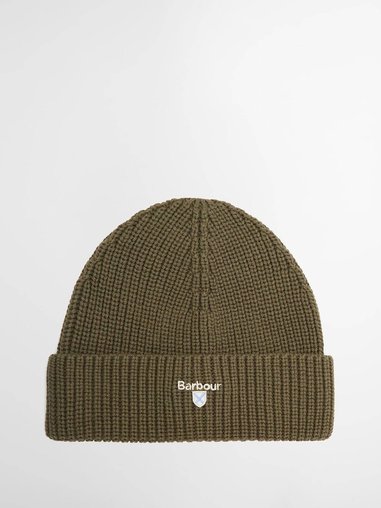 Barbour International Green Cascade Knitted Beanie Hat - Image 1 of 3 Barbour International Green Cascade Knitted Beanie Hat - Image 1 of 3