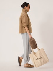 Hush Brown Elara Washed Cotton Funnel Neck Utility Jacket - Image 3 of 6