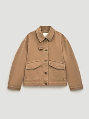 Hush Brown Elara Washed Cotton Funnel Neck Utility Jacket - Image 6 of 6
