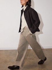Whistles Brown Short Textured Wool Coat - Image 1 of 4