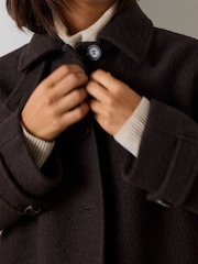 Whistles Brown Short Textured Wool Coat - Image 3 of 4