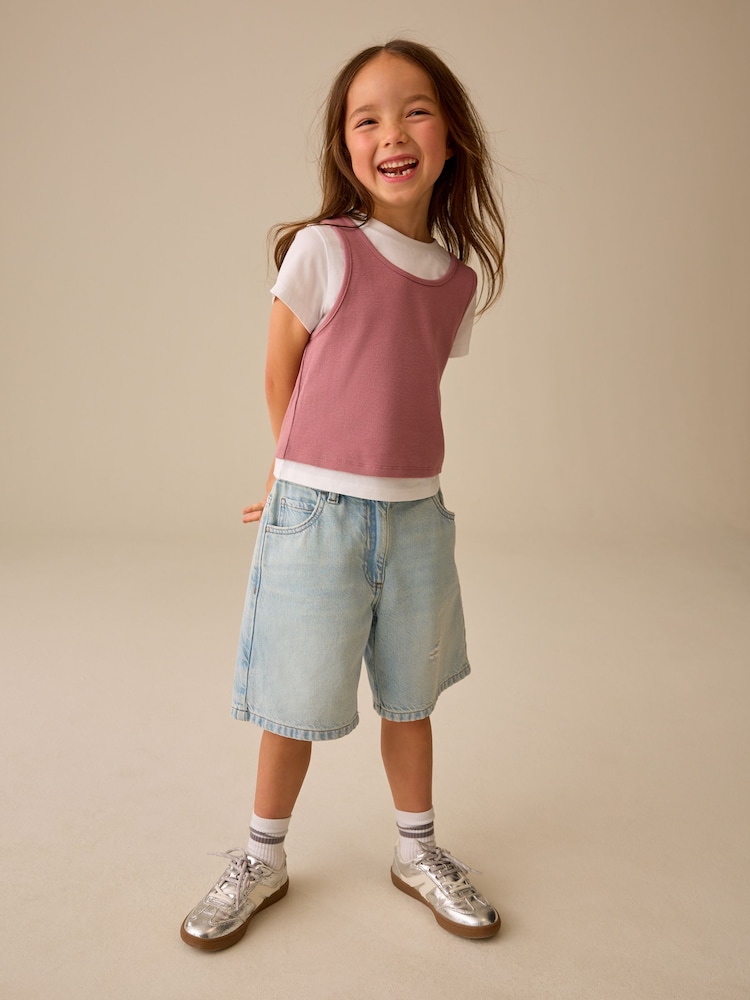 Mauve Purple Short Sleeve Double Layer T-Shirt (3-16yrs) - Image 2 of 4 Mauve Purple Short Sleeve Double Layer T-Shirt (3-16yrs) - Image 2 of 4