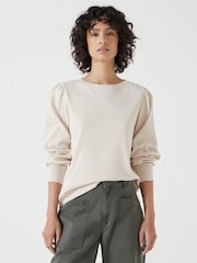 Hush Cream Emily Puff Sleeve Jersey Top - Image 1 of 5