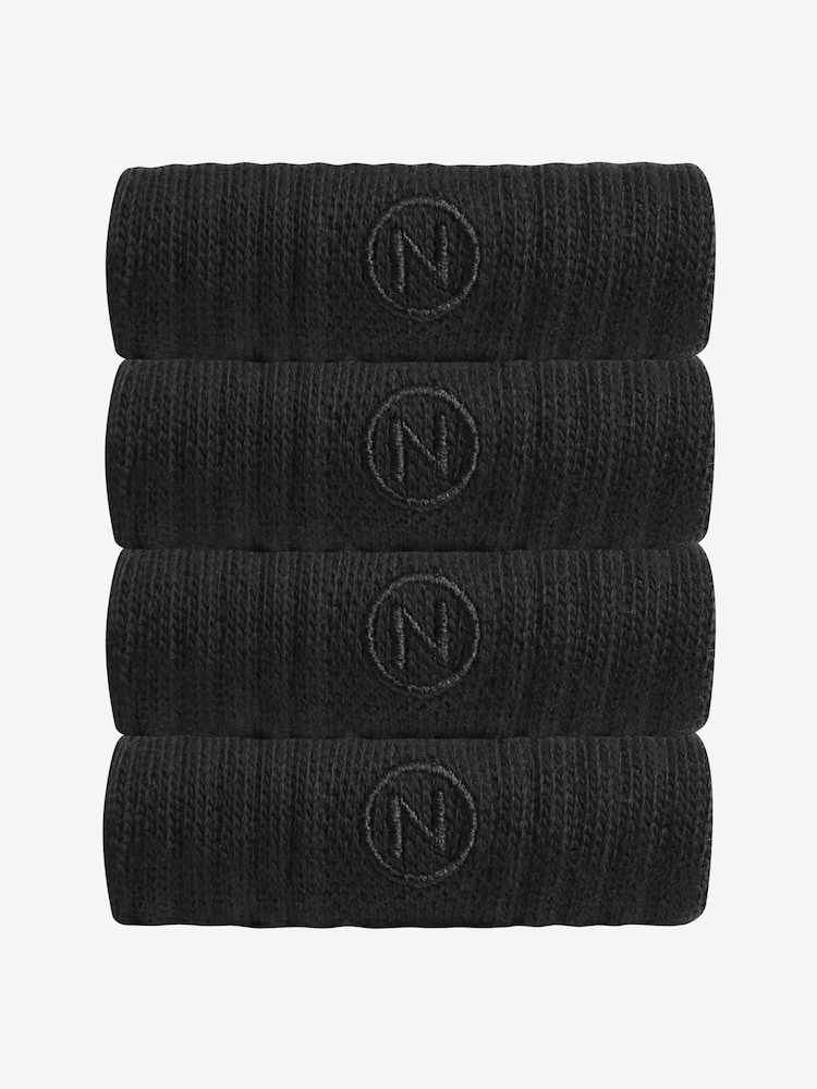 Black Cushioned Sports Socks 4 Pack - Image 1 of 4