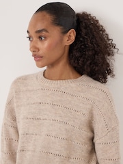 Hush Natural Arlette Gathered Sleeve Pointelle Stitch Wool Blend T-Shirt - Image 5 of 6