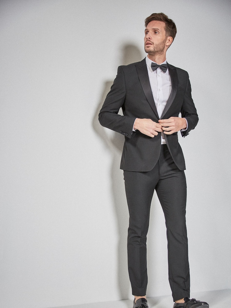 Black Skinny Fit Tuxedo Suit Trousers - Image 2 of 10