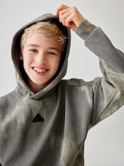 adidas Charcoal Grey Kids Sportswear Future Icons All-Over Print Hoodie - Image 4 of 7