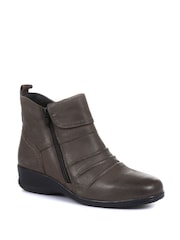 Pavers Grey Ladies Dual Zip Leather Ankle Boots - Image 2 of 5