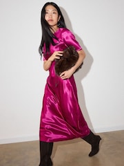 Whistles Pink Avery Satin Twist Dress - Image 1 of 4