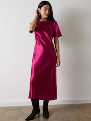 Whistles Pink Avery Satin Twist Dress - Image 3 of 4