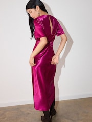 Whistles Pink Avery Satin Twist Dress - Image 4 of 4