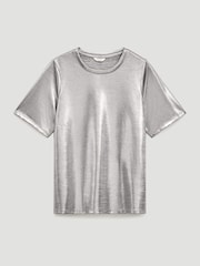 Hush Silver Reece Crew Neck Metallic Slub T-Shirt - Image 5 of 5