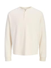 JACK & JONES Oversized Waffle Long Sleeve Henley T-Shirt - Imagem 8 de 9