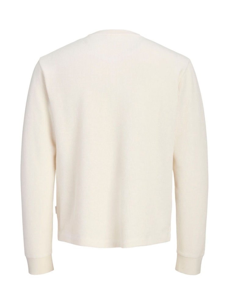 JACK & JONES Oversized Waffle Long Sleeve Henley T-Shirt - Imagem 9 de 9