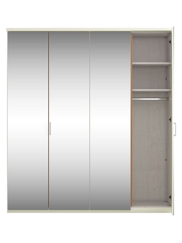 Wiemann Peyton White Mirror Semi Fitted 4 Door Wardrobe - Image 4 of 4