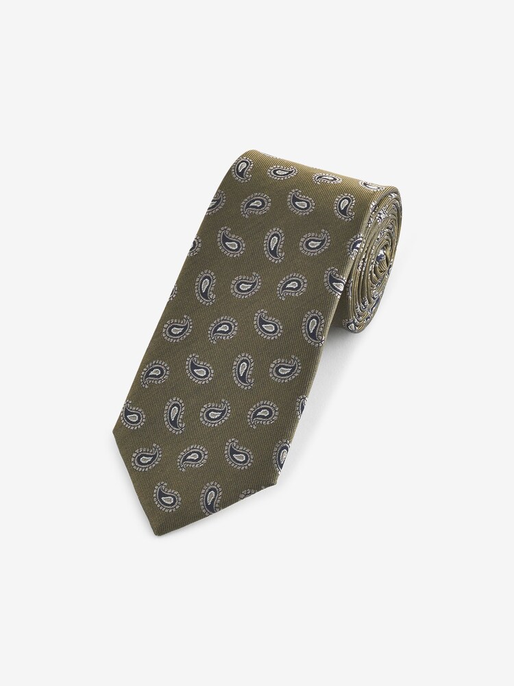 Khaki Green Paisley Signature Made In Italy Design Tie - Image 1 of 3