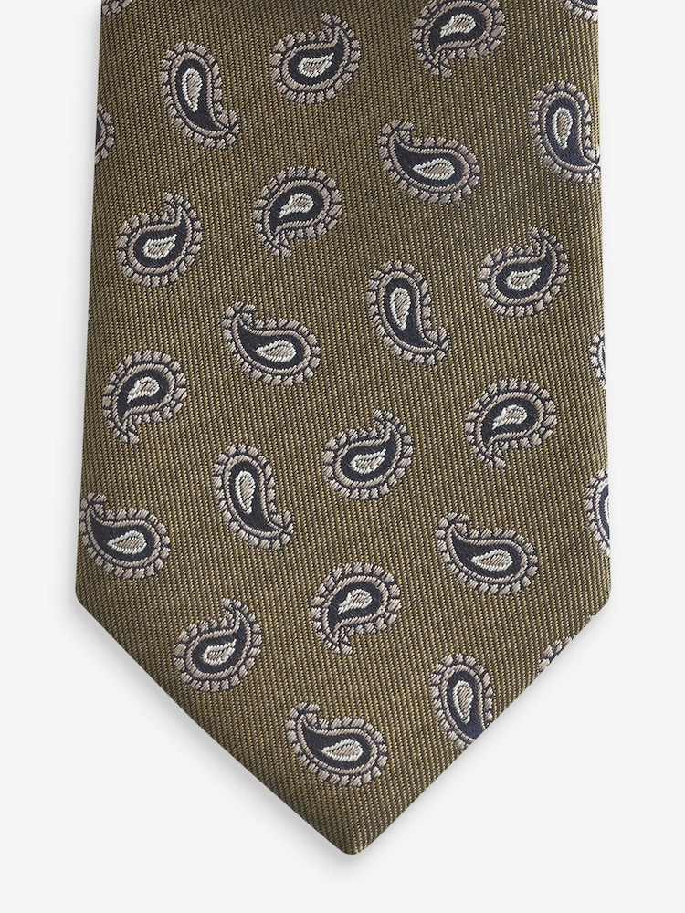 Khaki Green Paisley Signature Made In Italy Design Tie - Image 3 of 3