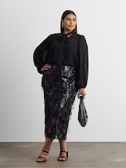 Joanna Hope Black Tassle Midi Skirt - Image 2 of 4