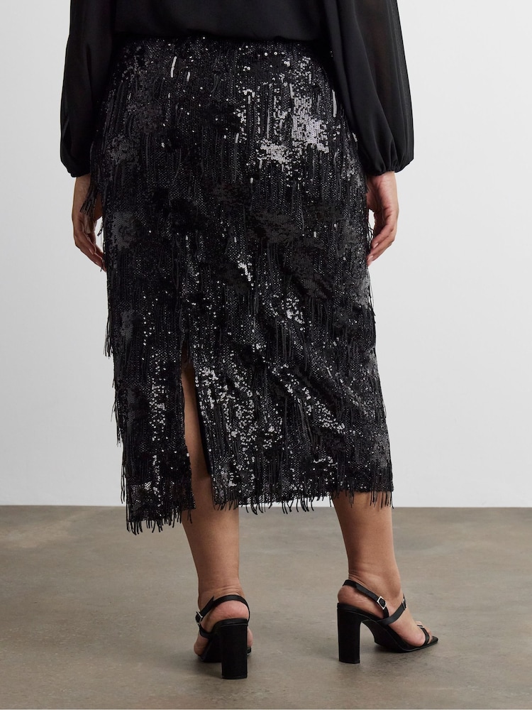 Joanna Hope Black Tassle Midi Skirt - Image 4 of 4 Joanna Hope Black Tassle Midi Skirt - Image 4 of 4