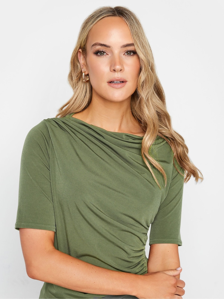 Long Tall Sally Green Draped Longsleeve Top - Image 4 of 4 Long Tall Sally Green Draped Longsleeve Top - Image 4 of 4