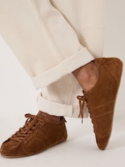Hush Brown Florae Suede Slimline Trainers - Image 2 of 5