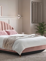 Opulent Velvet Blush Pink Stella Upholstered Ottoman Storage Bed Frame - Image 1 of 4