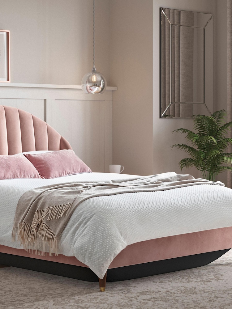 Opulent Velvet Blush Pink Stella Upholstered Ottoman Storage Bed Frame - Image 1 of 4