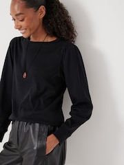 Hush Black Emily Puff Sleeve Jersey Top - Image 3 of 4