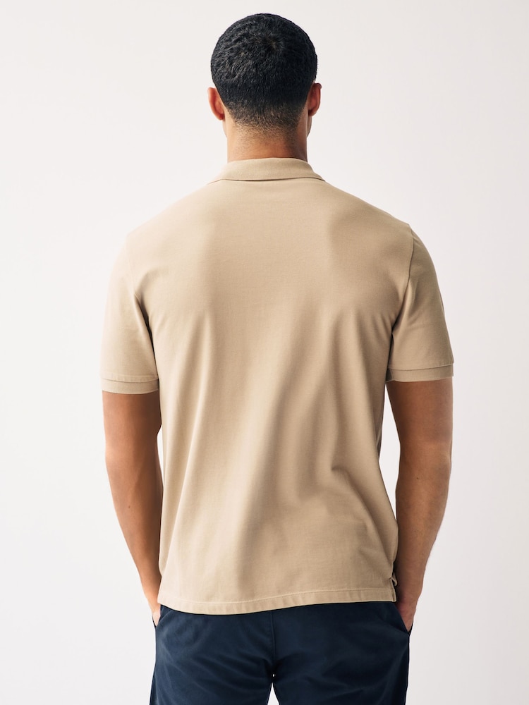 Stone Slim Fit Short Sleeve Pique Polo Shirt - Image 2 of 2