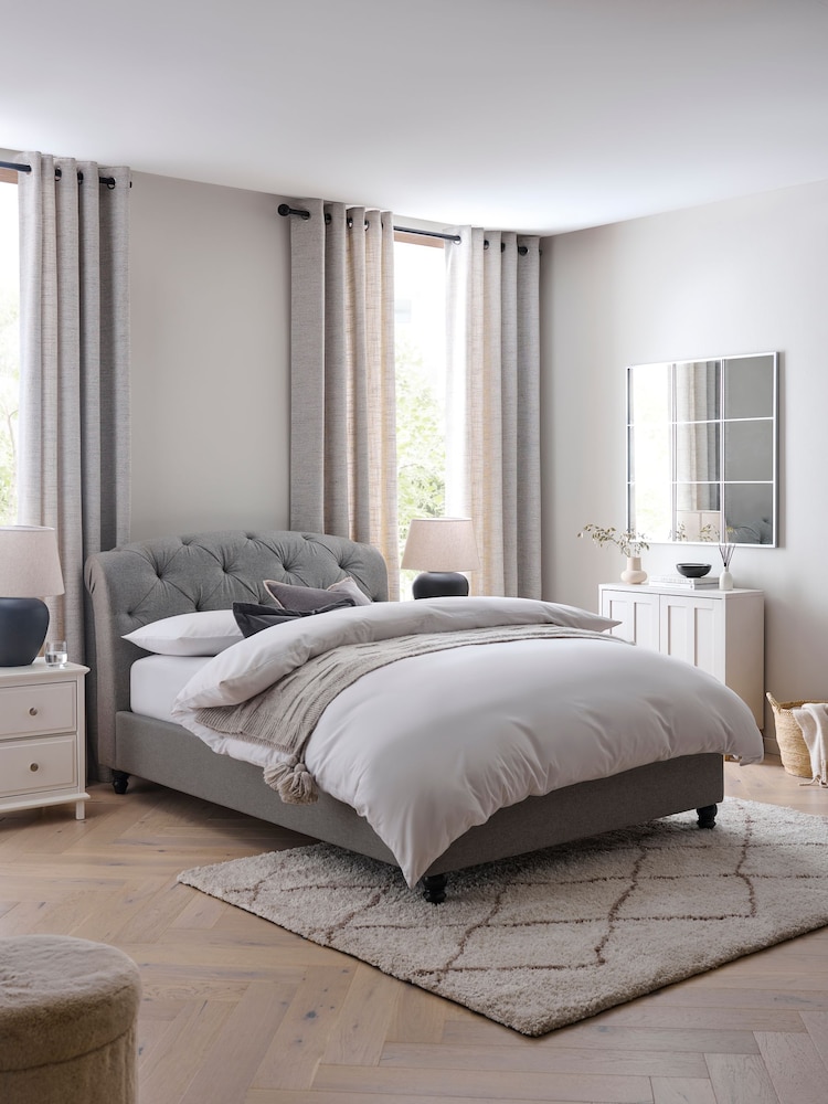 Wool Blend Grey Hartford Collection Luxe Upholstered Bed Frame - Image 1 of 7