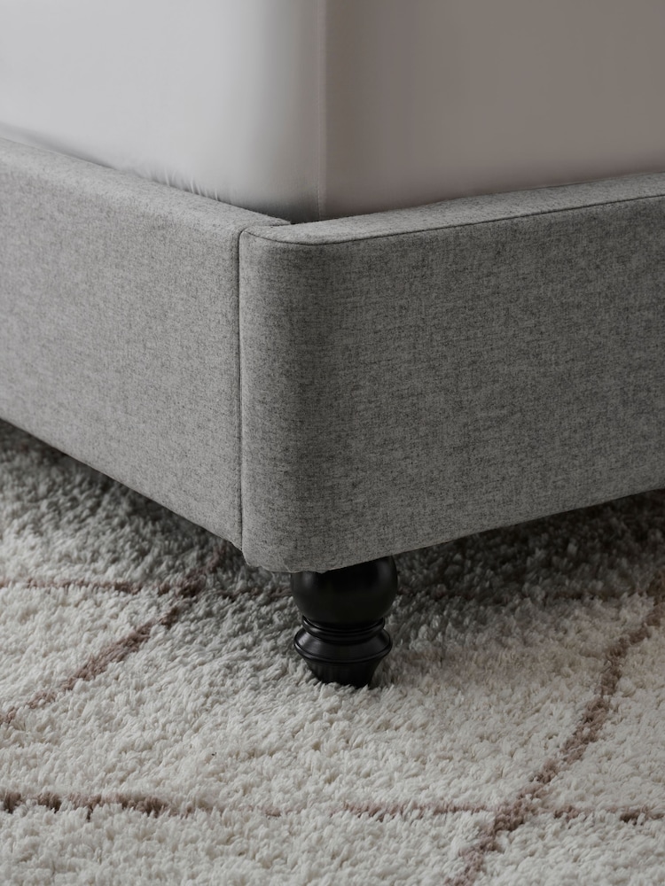 Wool Blend Grey Hartford Collection Luxe Upholstered Bed Frame - Image 4 of 7