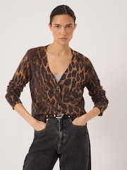 Hush Brown Cynthia Leopard Print Knitted Cardigan - Image 3 of 8