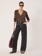 Hush Brown Cynthia Leopard Print Knitted Cardigan - Image 4 of 8