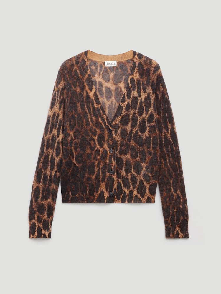 Hush Brown Cynthia Leopard Print Knitted Cardigan - Image 8 of 8