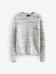 Grey Relaxed Spacedye Knitted Jumper - Image 7 of 9